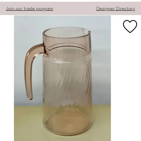 RARE Antique Vintage French Pink Depression Glass Pitcher